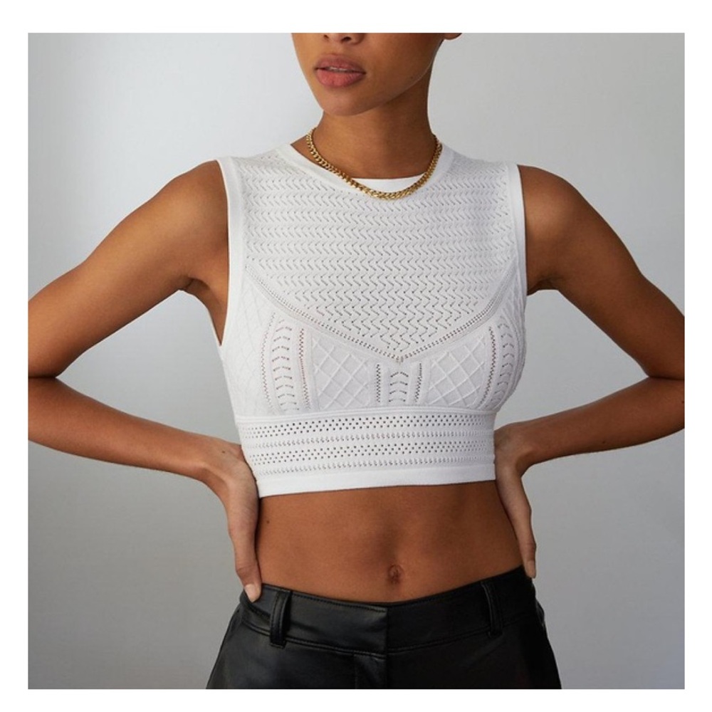 Aritzia Babaton Pointelle Knit Cropped Tank NWT